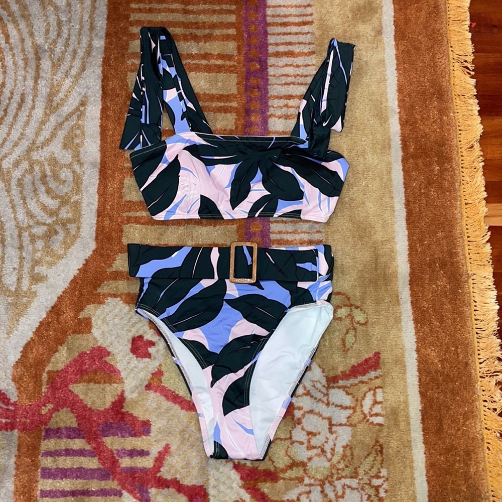 Alexandra Miro The Audrey Bikini Top, Ursula Belted Bottoms Summer Palm S NWOT - Picture 2 of 3